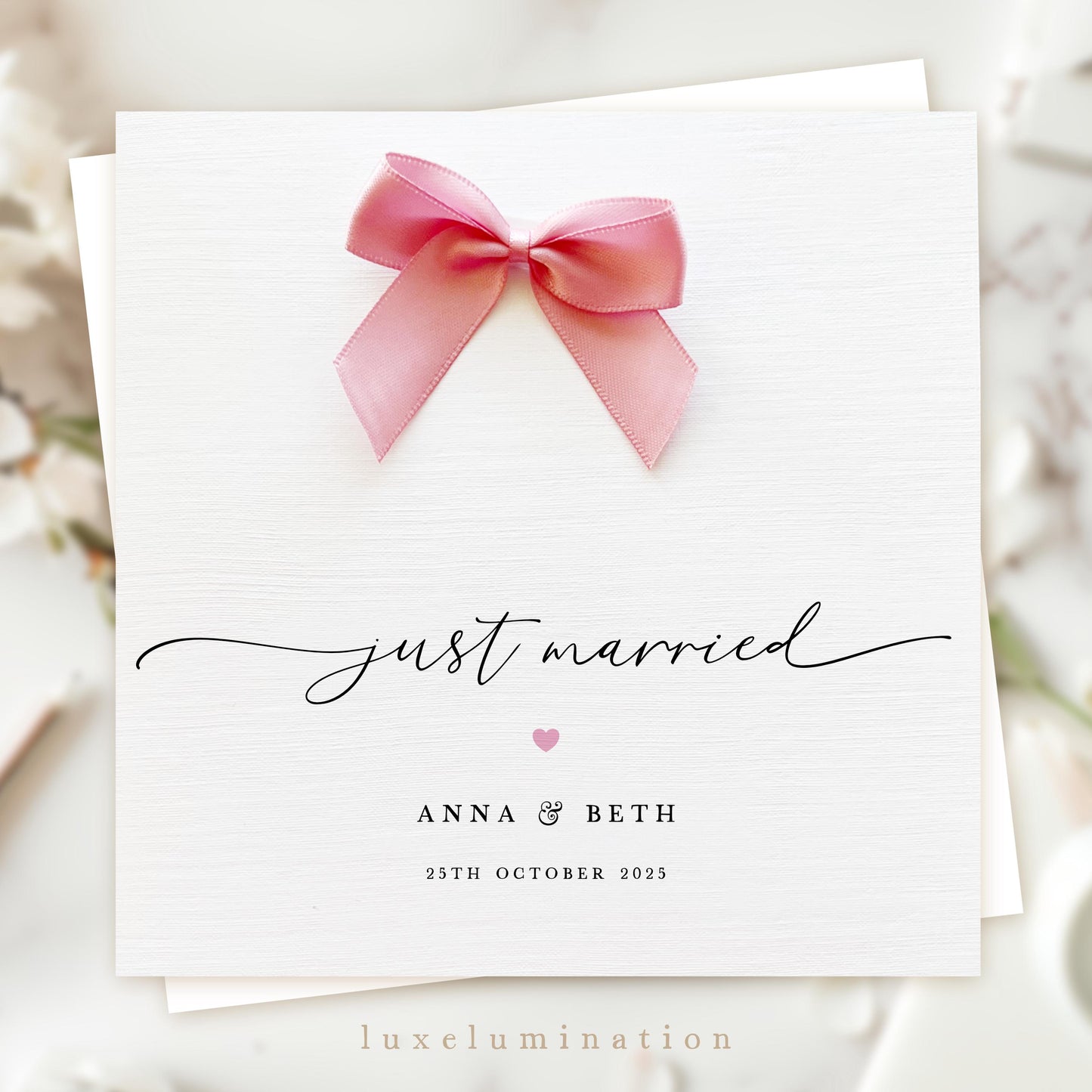 Just Married, Personalised Wedding Day Card