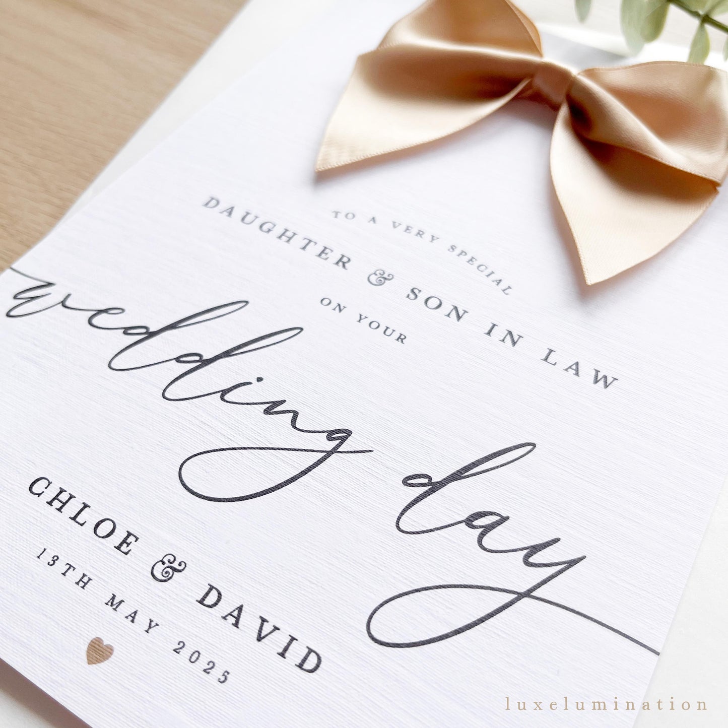 Personalised Luxury Wedding Day Card for Daughter & Son In Law