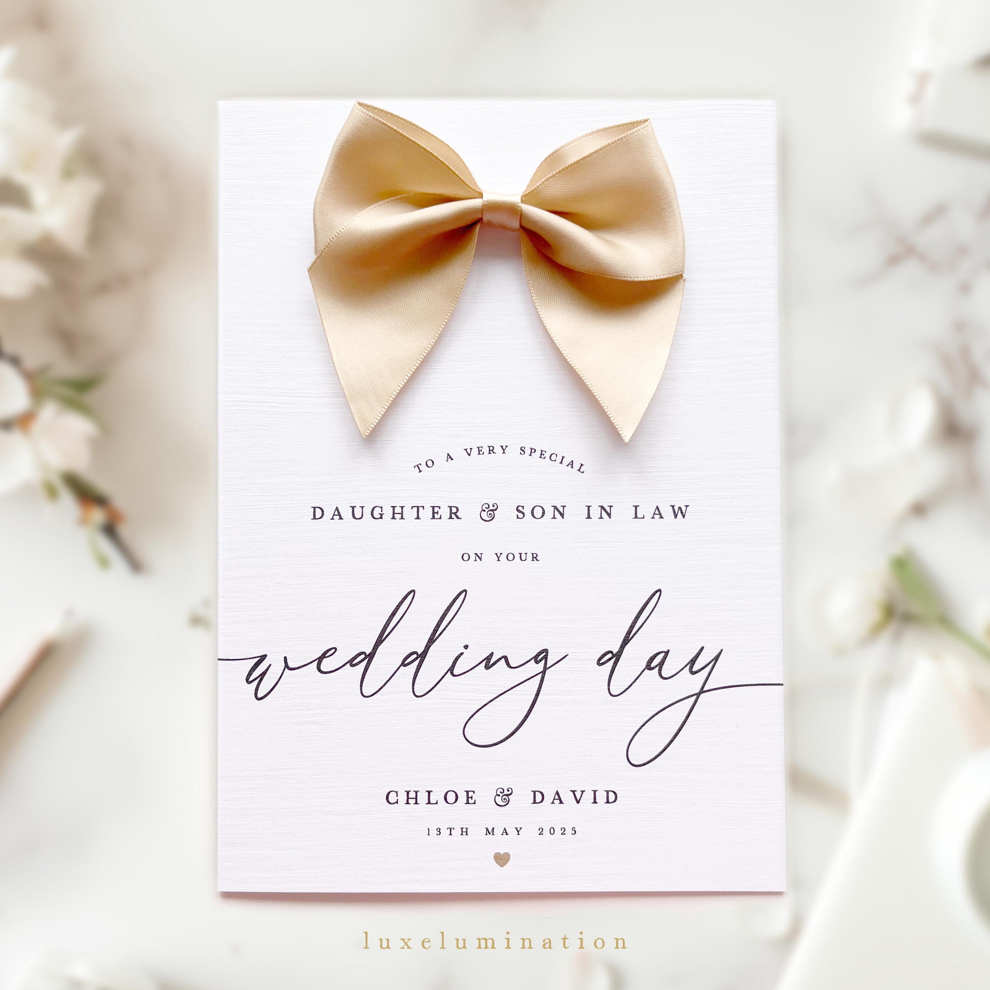 Personalised Luxury Wedding Day Card for Daughter & Son In Law