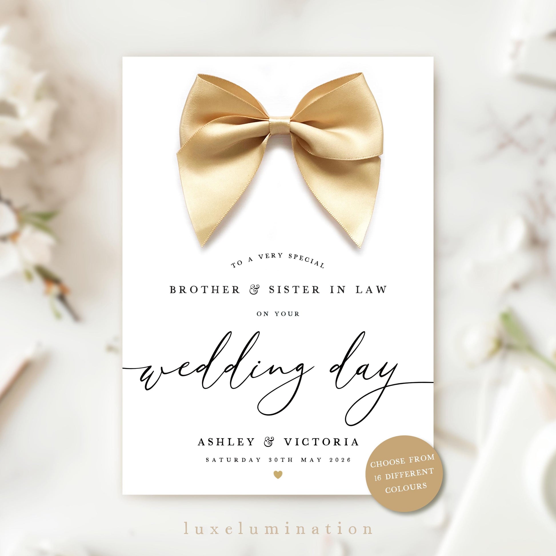 Personalised Brother & Sister In Law Luxury, Large Wedding Day Card