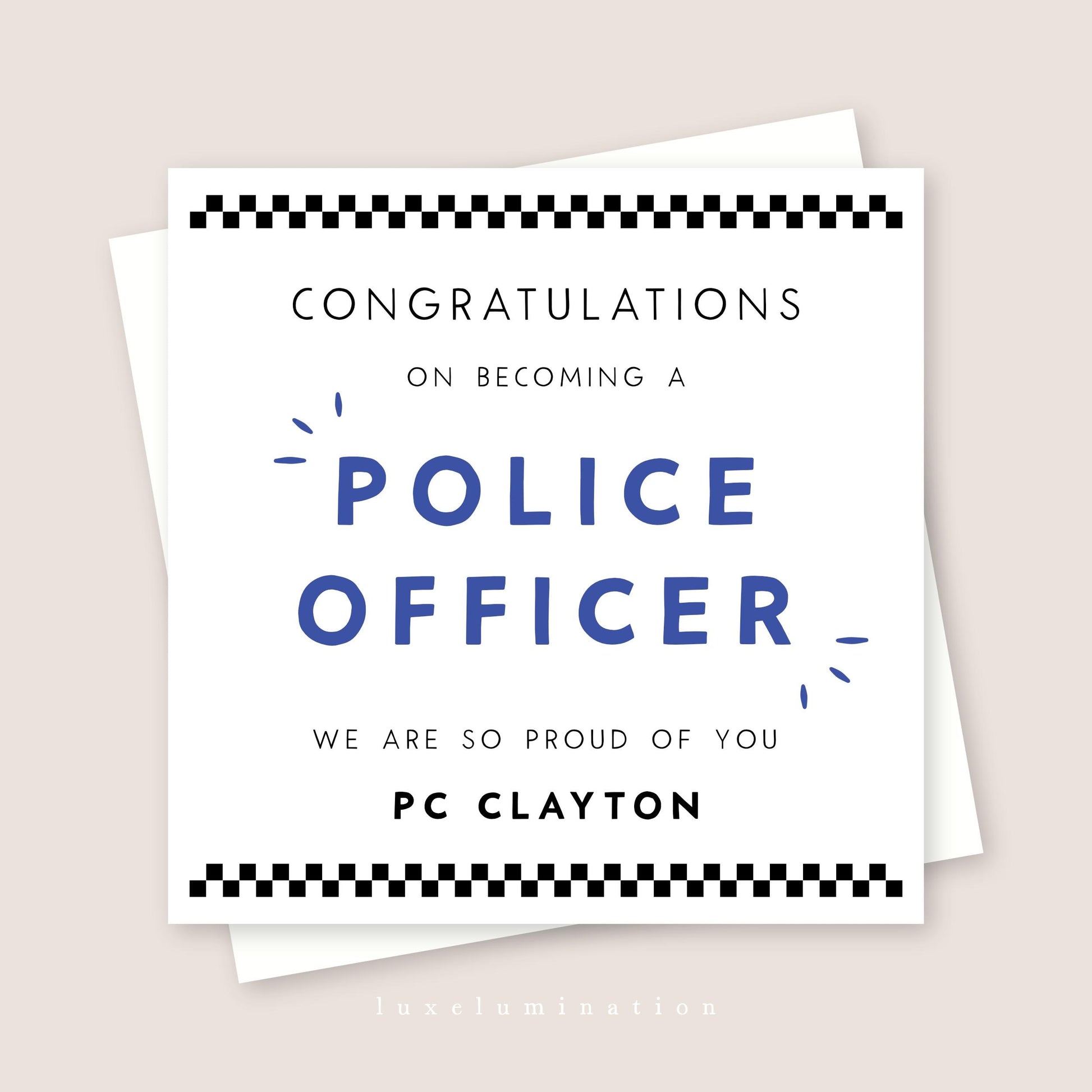 Personalised Police Officer, Congratulations Card
