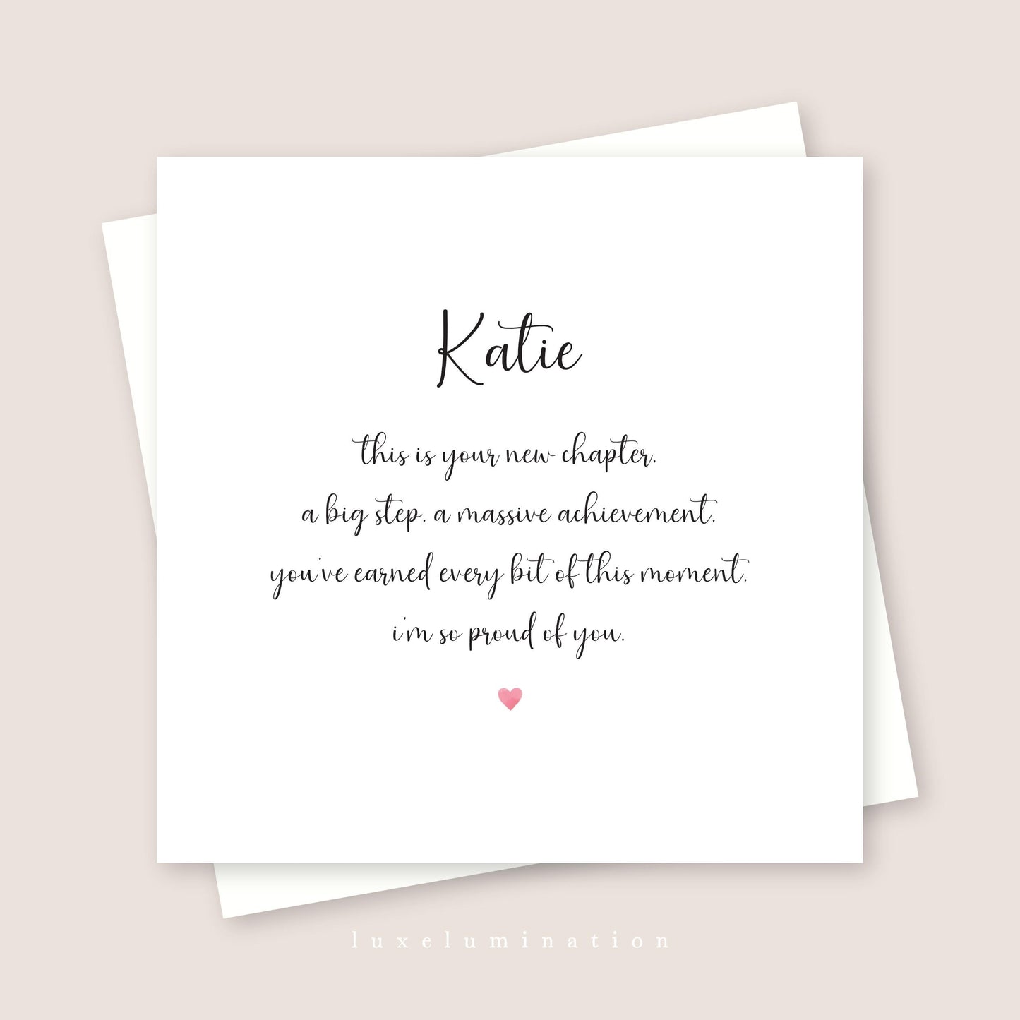 Personalised Proud of you, A New Chapter Greeting Card. Well Done Card, Achievement Card. Passing Exams Card. Congratulations on a new job.