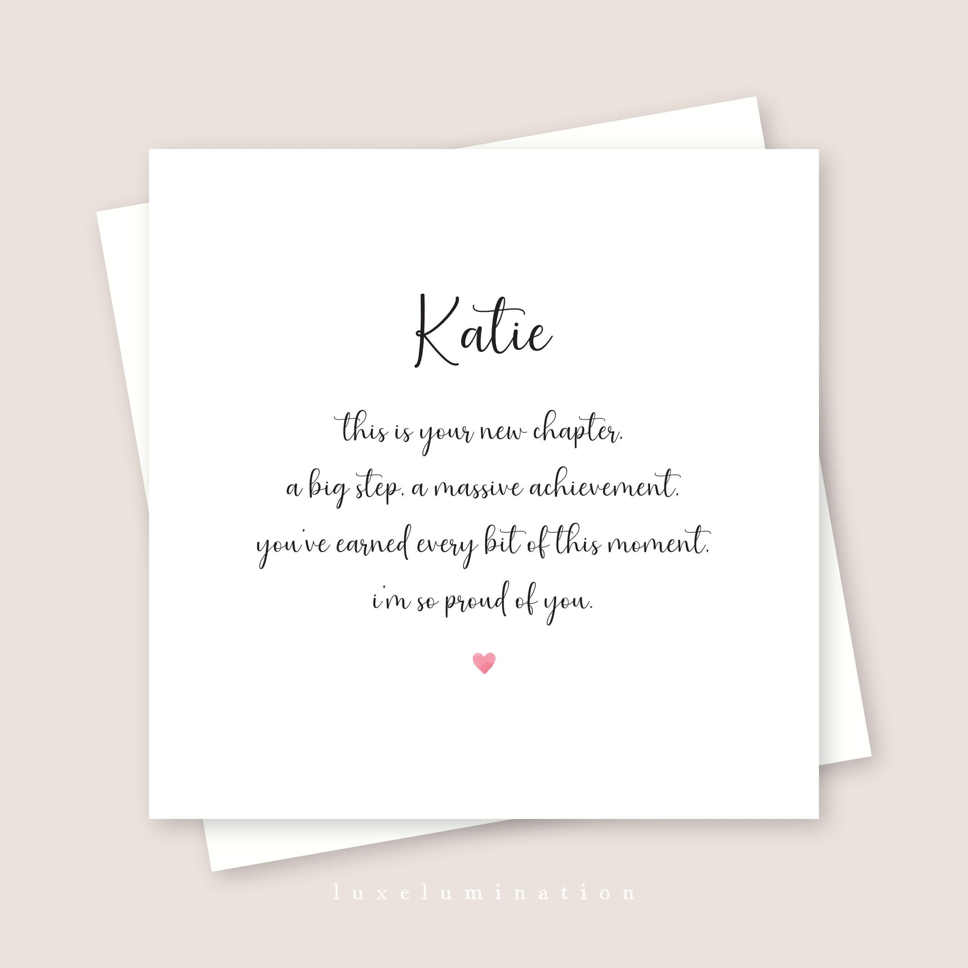 Personalised Proud of you, A New Chapter Greeting Card. Well Done Card, Achievement Card. Passing Exams Card. Congratulations on a new job.