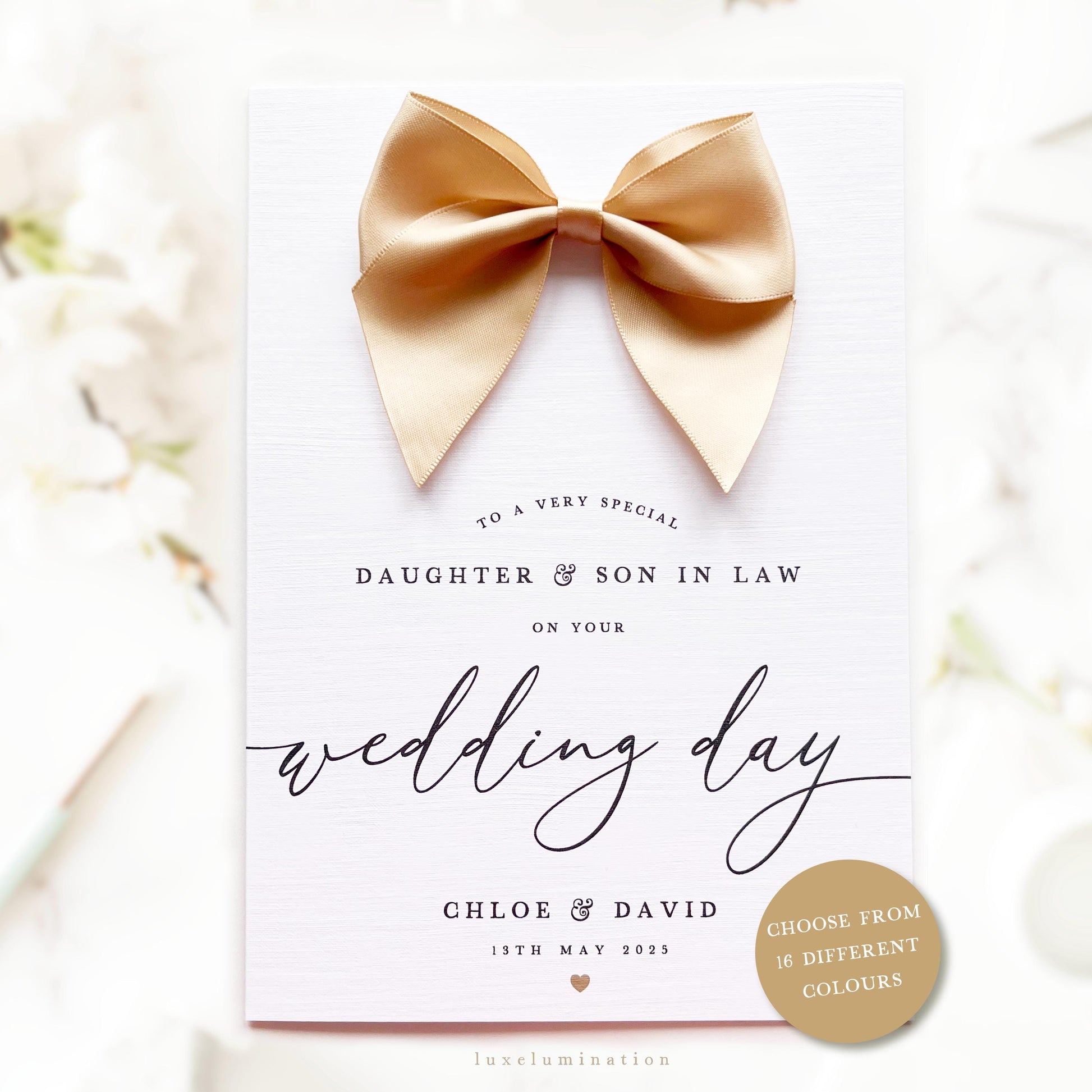 Personalised Luxury Wedding Day Card for Daughter & Son In Law