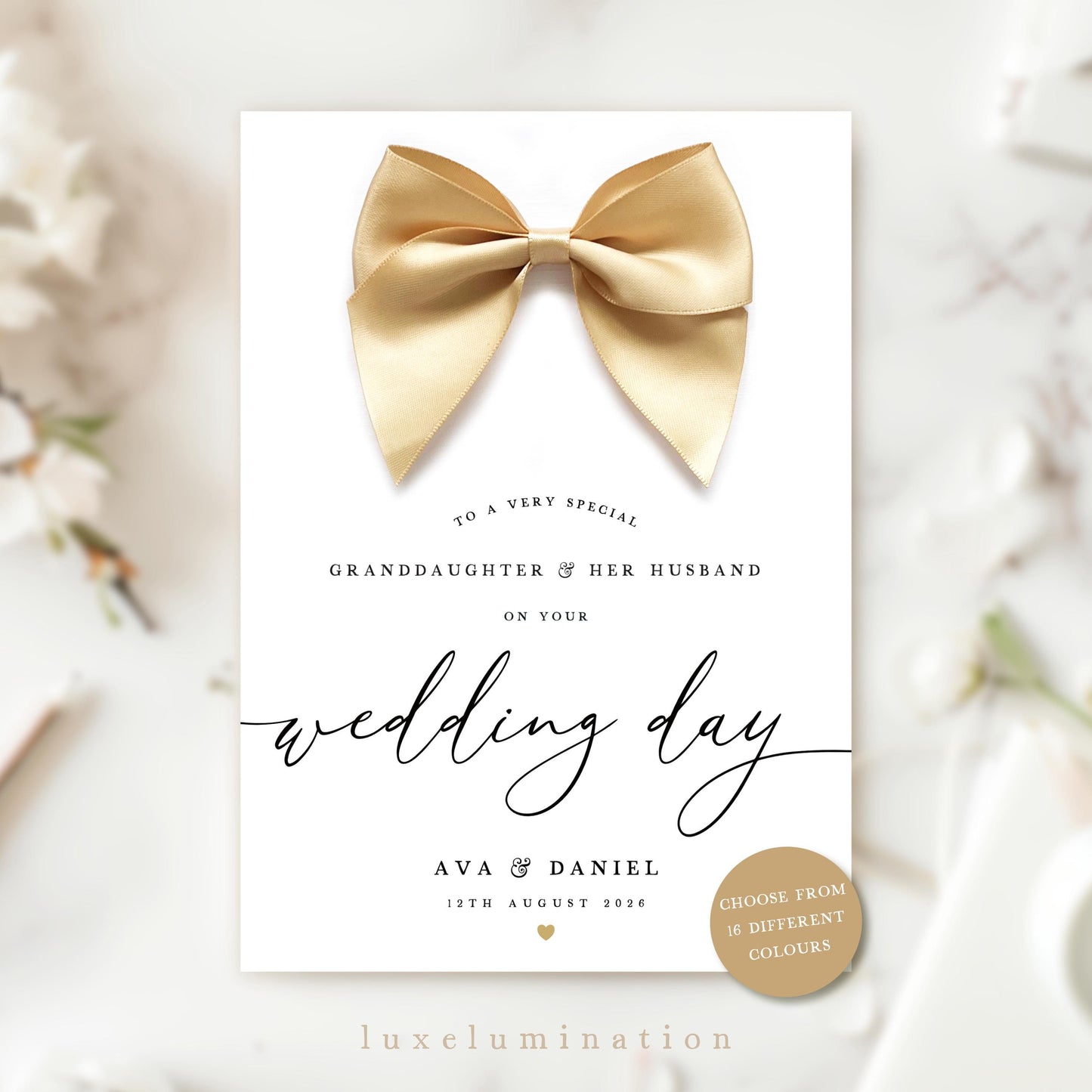Personalised Granddaughter & Her Husband, Luxury Large Wedding Day Card