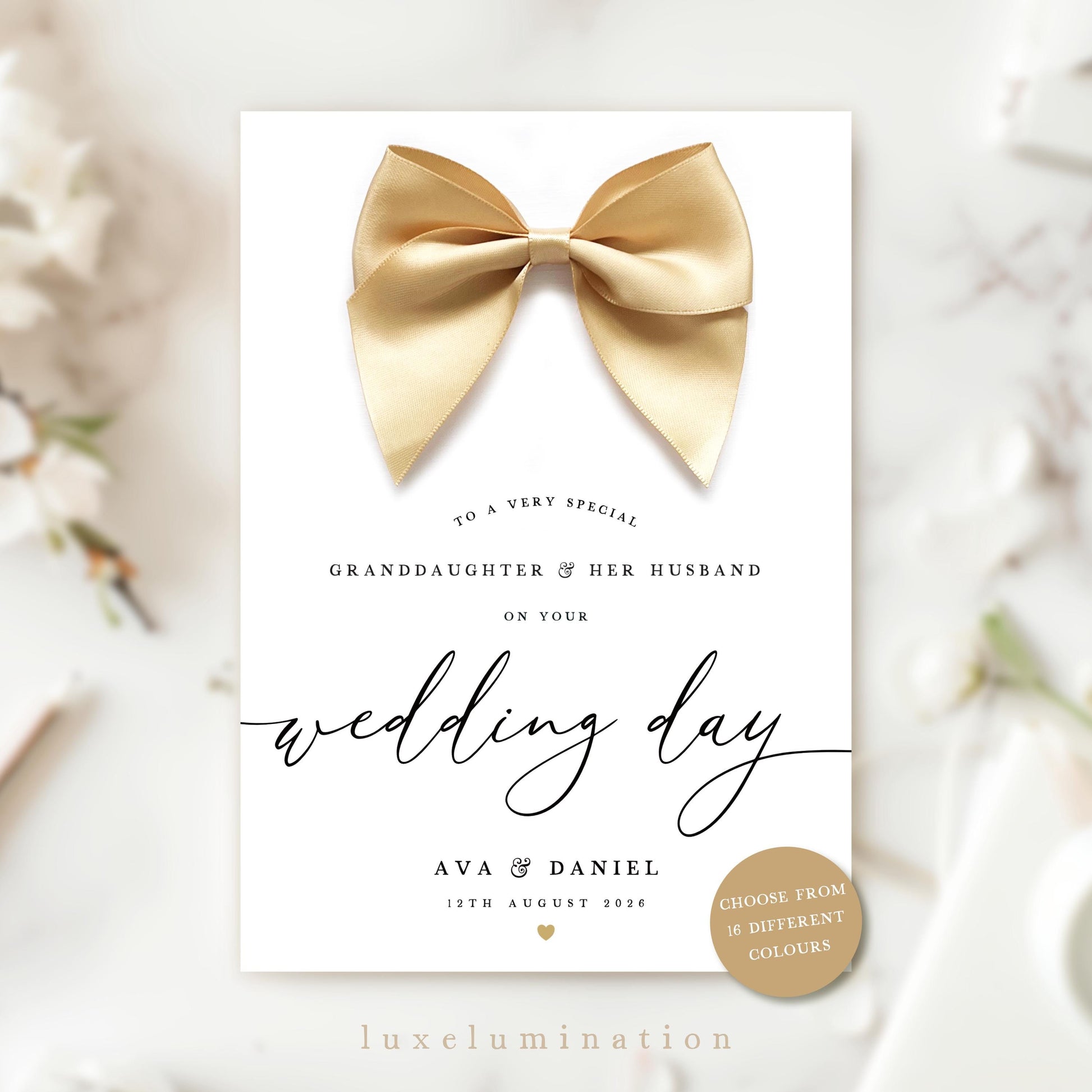 Personalised Granddaughter & Her Husband, Luxury Large Wedding Day Card