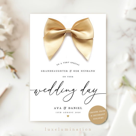 Personalised Granddaughter & Her Husband, Luxury Large Wedding Day Card