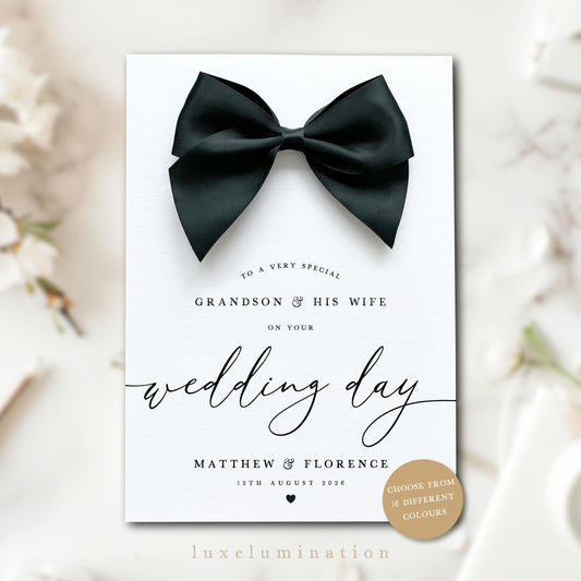 Personalised Grandson & His Wife, Luxury Large Wedding Day Card