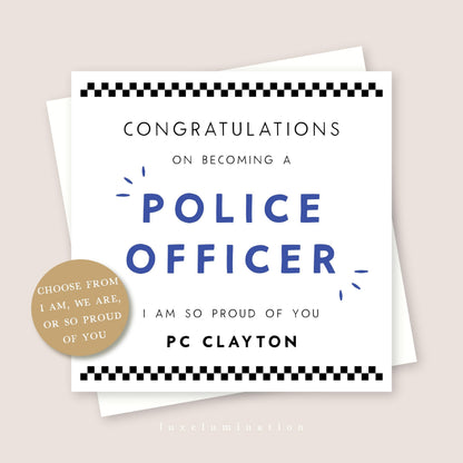 Personalised Police Officer, Congratulations Card