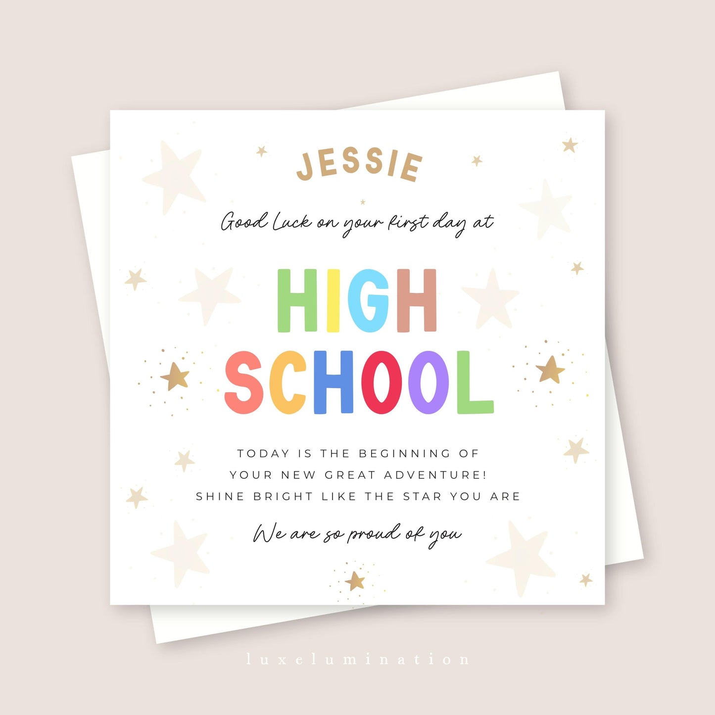 Good Luck on your first day at High School Greetings Card.