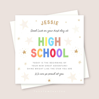 Good Luck on your first day at High School Greetings Card.