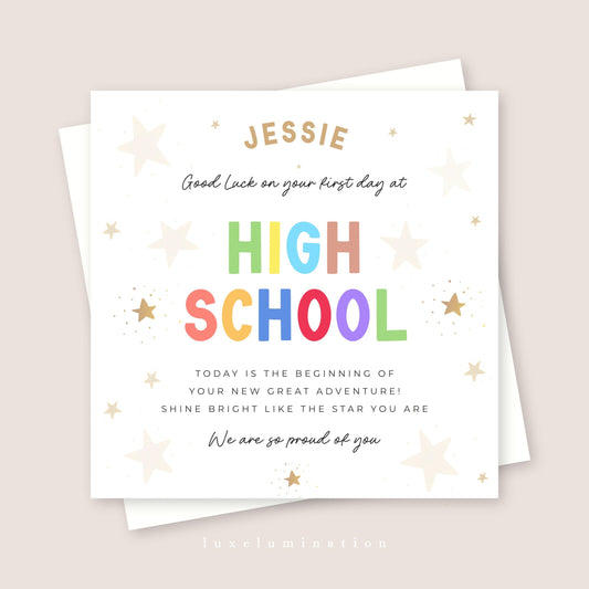 Good Luck on your first day at High School Greetings Card.