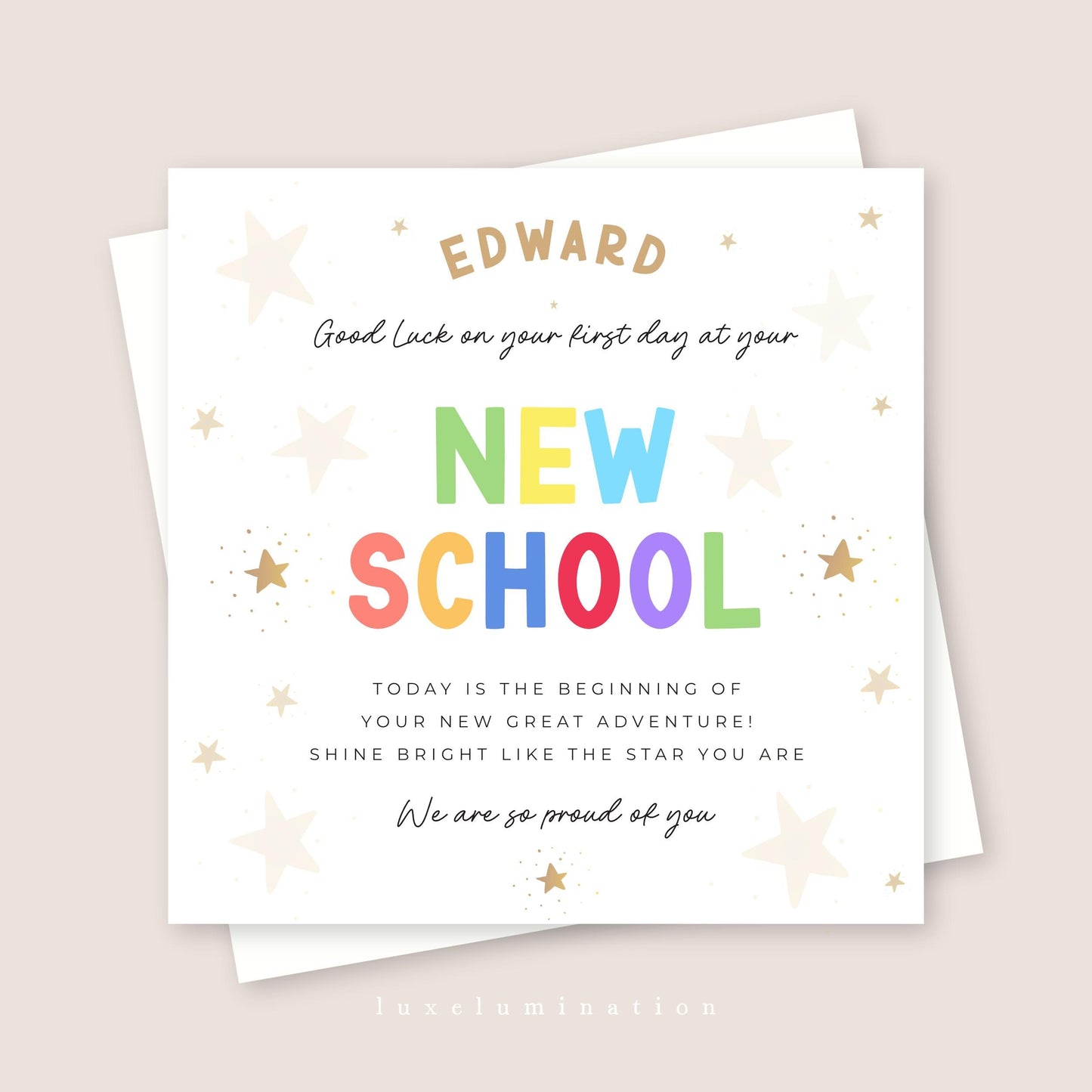 Good Luck on your first day at your New School Card