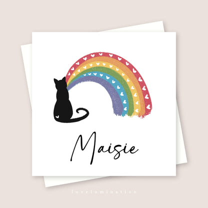 Personalised Cat Loss Sympathy Card, Rainbow Bridge