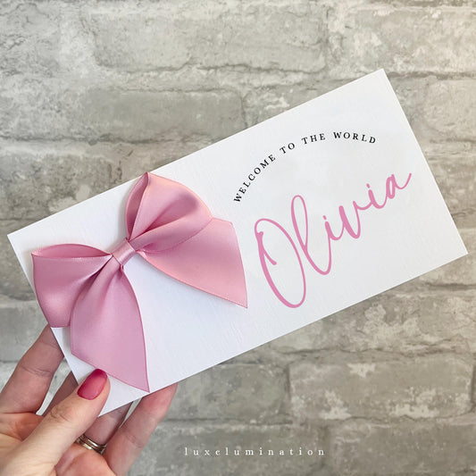 Personalised New Baby Girl or Boy Money Wallet, Gift Envelope for a Baby Shower