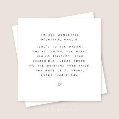 Proud of you Daughter Personalised Card