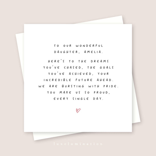 Proud of you Daughter Personalised Card