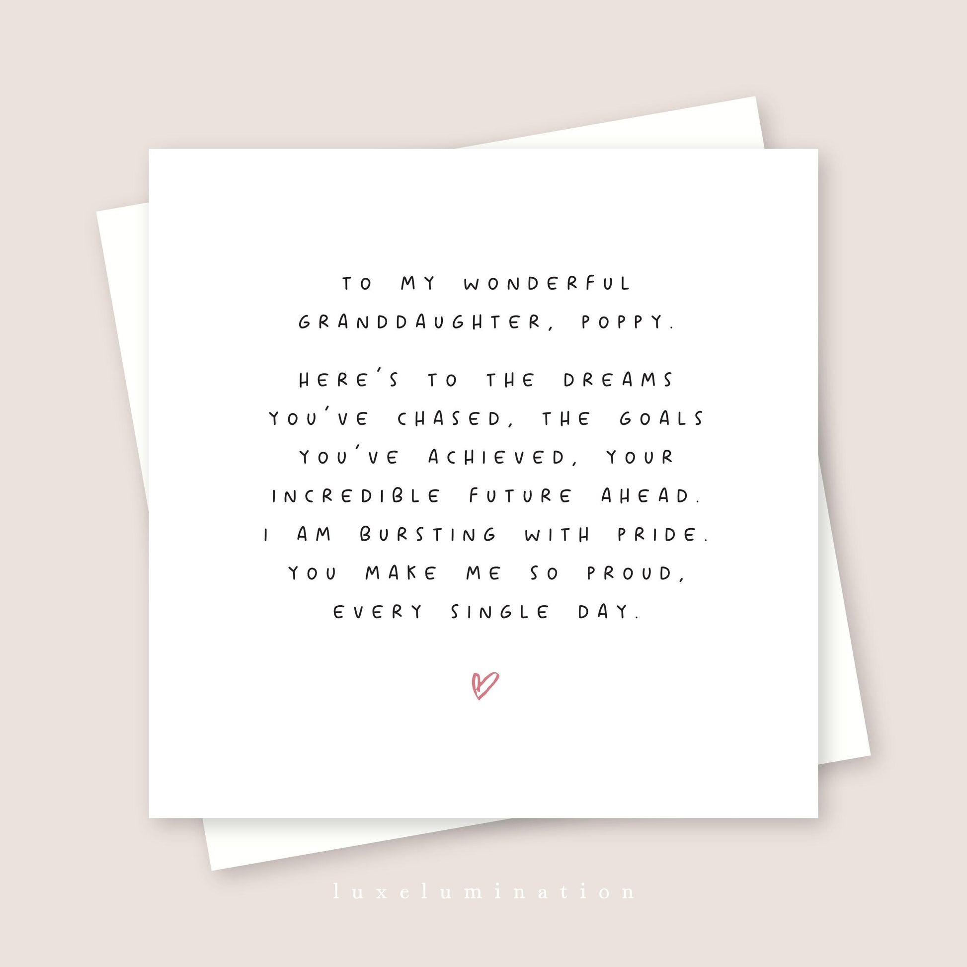 Proud of you Granddaughter Personalised Card