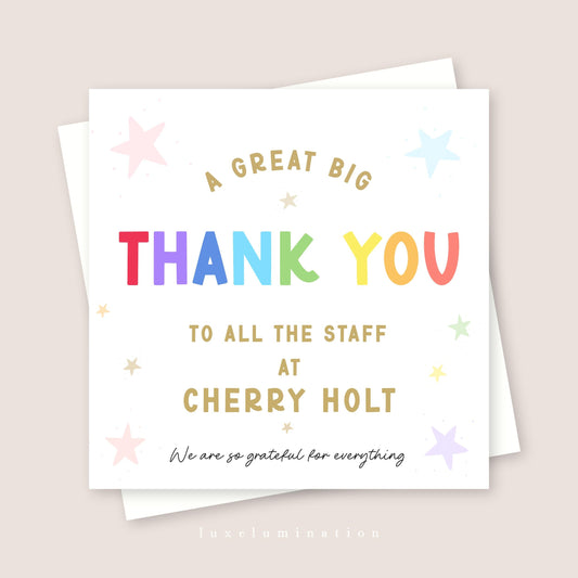Thank you to all the Staff Personalised Card