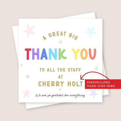 Thank you to all the Staff Personalised Card