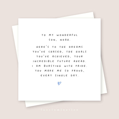 Proud of you Son Personalised Card