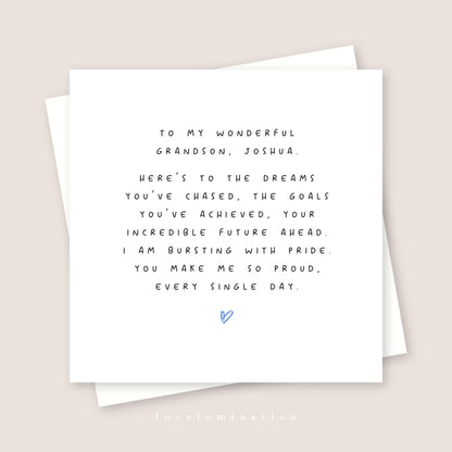 Personalised Proud of you Grandson Card