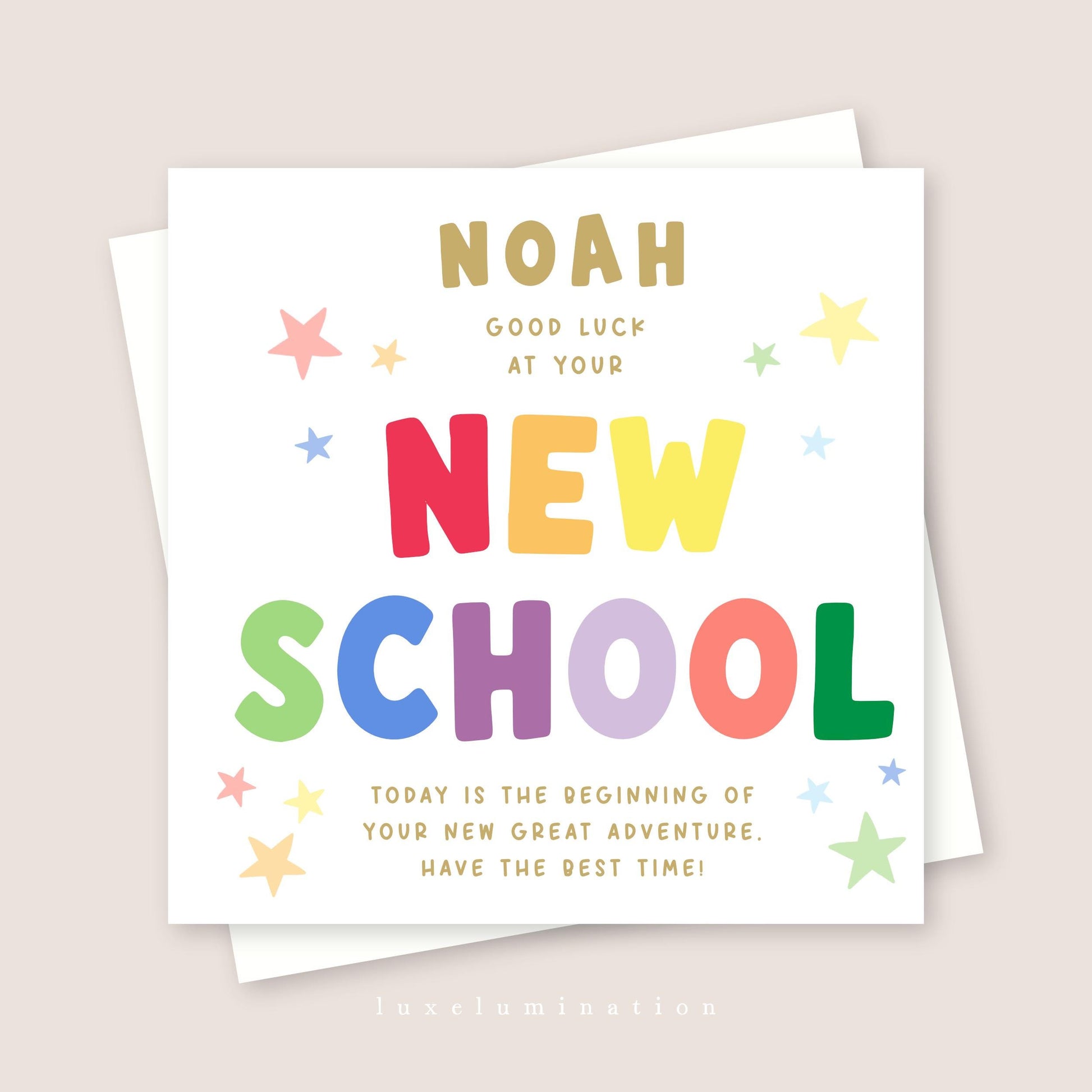 Personalised Good Luck at your New School Card
