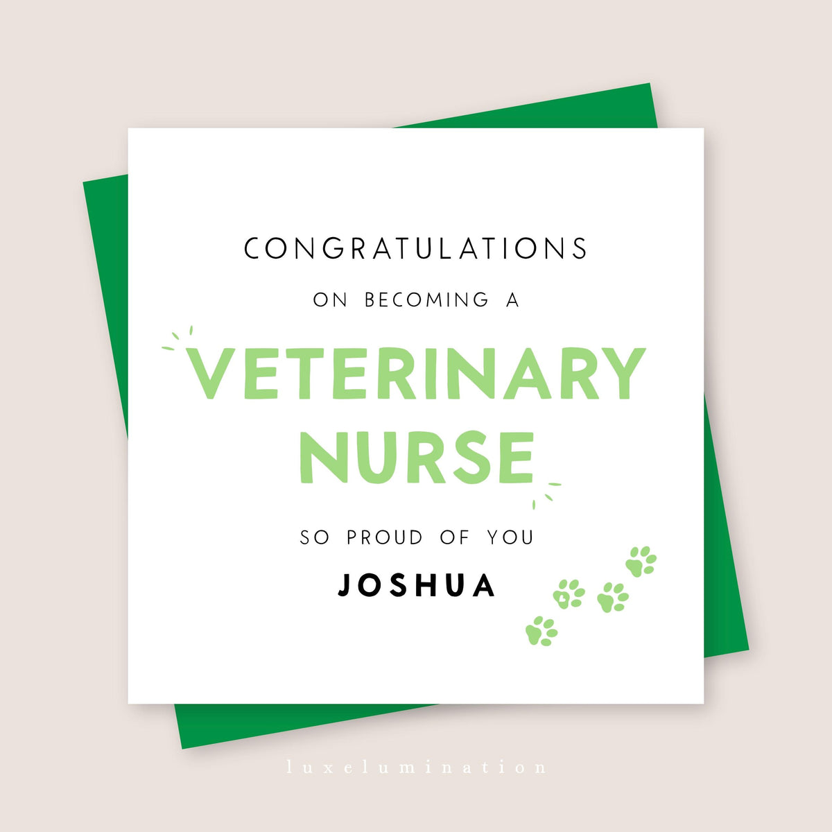 Vet Nurse, Congratulations on your new job card