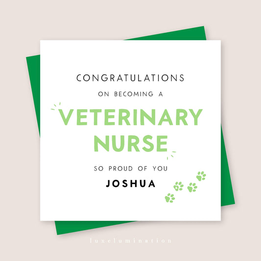 Vet Nurse, Congratulations on your new job card
