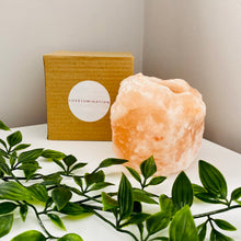 Load image into Gallery viewer, Himalayan Salt, Tealight Candle Holder with Handmade 100% Soy Wax Tea Light
