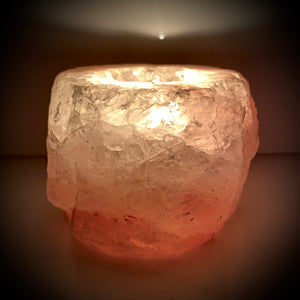 Himalayan Salt, Tealight Candle Holder with Handmade 100% Soy Wax Tea Light