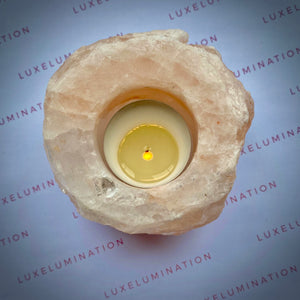 Himalayan Salt, Tealight Candle Holder with Handmade 100% Soy Wax Tea Light