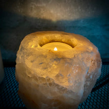 Load image into Gallery viewer, Himalayan Salt, Tealight Candle Holder with Handmade 100% Soy Wax Tea Light
