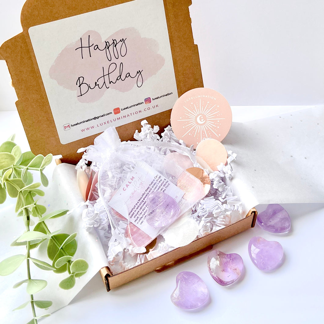 Calm Heart Shaped Amethyst Crystal Mini Gift Set